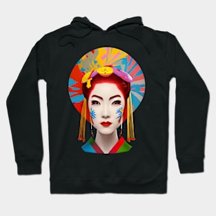 Colorful Japanese geisha head design Hoodie